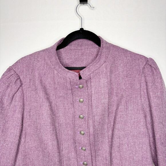 Frontier Lawrence Scott Blazer Size 14 Wool Tweed Western Puff Sleeve Victorian - Picture 3 of 14